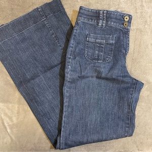Ann Taylor dark wash wide leg Jean. Size 6